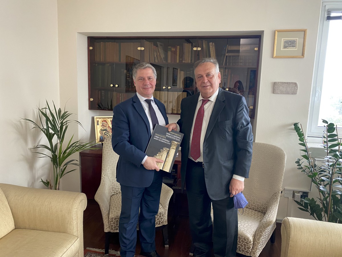 You are currently viewing The Ecumenical Hellenism Foundation President’s Meeting with the Permanent Secretary of the Ministry of Foreign Affairs of the Republic of Cyprus, Mr. Kornelios Korneliou, on the new historical publication on Ammochostos